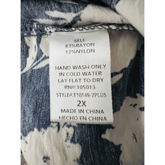 Savanna Jane 2X Embroidered Boho Peasant Top Blue Floral Tassel Sleeve Tunic - Picture 12 of 13